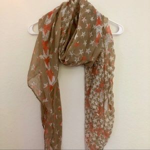 Tan, White, & Peach Star Patterned Scarf